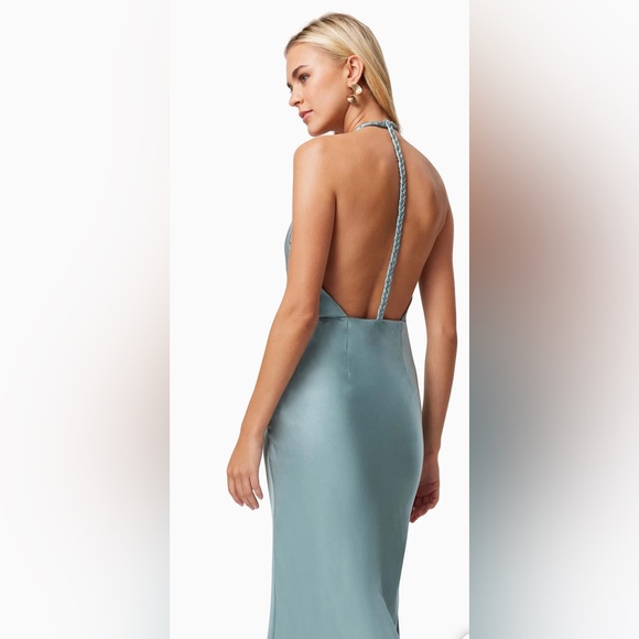NWT ELLIATT Aria Backless Satin Maxi Dress In Blue size Small - Picture 3 of 9